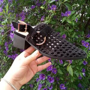 [H124] RAG & CO [ROSALIE] Black Block Heeled Sandal, Size 6